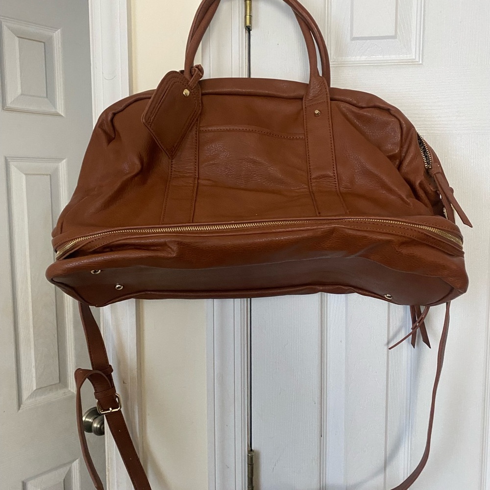 Sole/ Society Weekend bag cognac color.